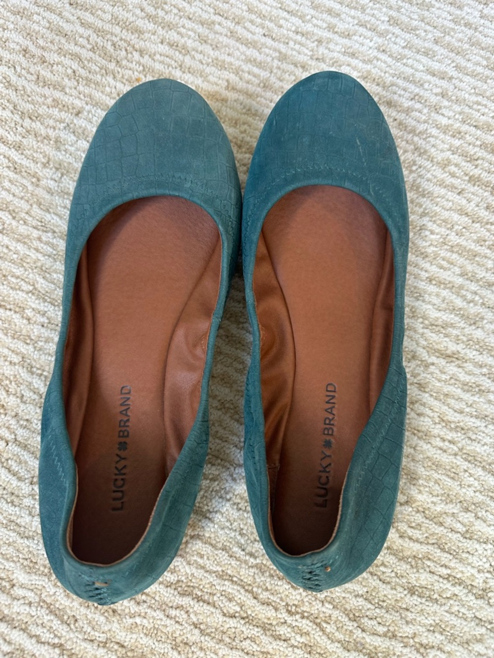 Lucky Brand Teal Ballet Flats with Textured Upper
